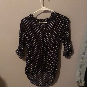 Navy polka dot blouse